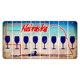 Nebraska Conestoga Wagon Cut License Plate Strips (Set of 8) Wine Glass