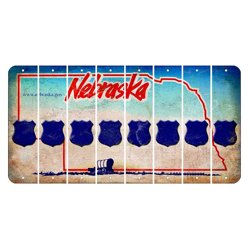 Nebraska Conestoga Wagon Cut License Plate Strips (Set of 8) Police Badge