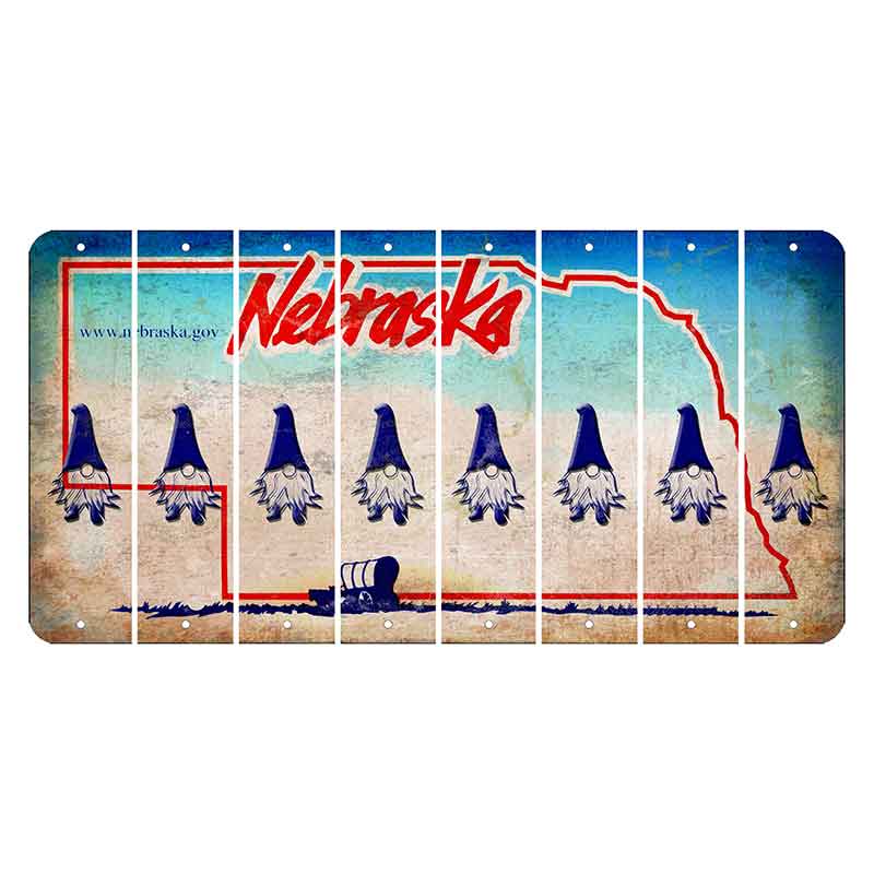 Nebraska Conestoga Wagon Cut License Plate Strips (Set of 8) Gnome