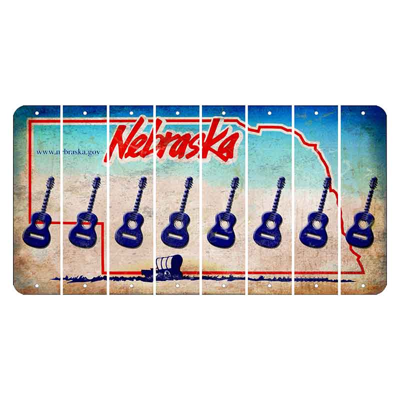 Nebraska Conestoga Wagon Cut License Plate Strips (Set of 8) Guitar