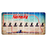 Nebraska Conestoga Wagon Cut License Plate Strips (Set of 8) Witches Hat