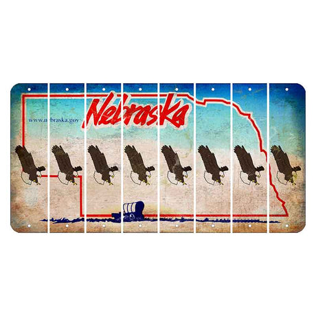 Nebraska Conestoga Wagon Cut License Plate Strips (Set of 8) Bald Eagle