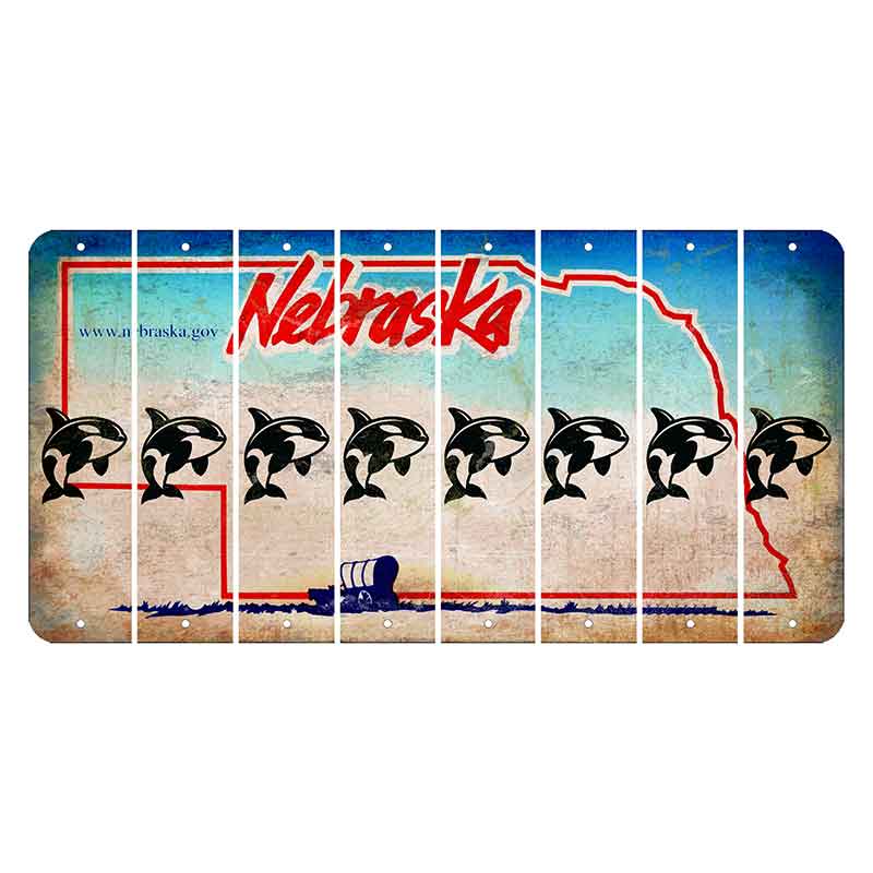 Nebraska Conestoga Wagon Cut License Plate Strips (Set of 8) Whale