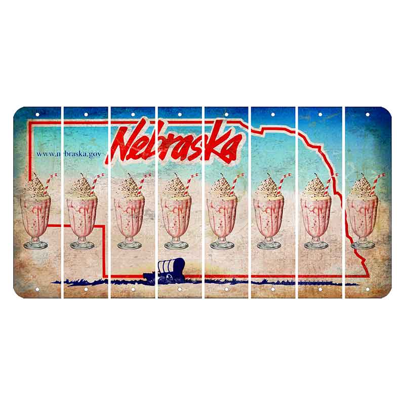 Nebraska Conestoga Wagon Cut License Plate Strips (Set of 8) Milkshake