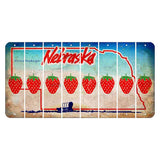 Nebraska Conestoga Wagon Cut License Plate Strips (Set of 8) Strawberry