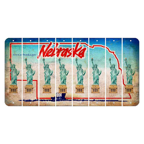 Nebraska Conestoga Wagon Cut License Plate Strips (Set of 8) Statue of Liberty