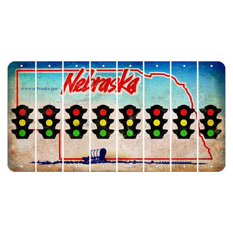 Nebraska Conestoga Wagon Cut License Plate Strips (Set of 8) Traffic Light