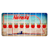 Nebraska Conestoga Wagon Cut License Plate Strips (Set of 8) Teacher Apple