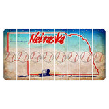 Nebraska Conestoga Wagon Cut License Plate Strips (Set of 8) Baseball