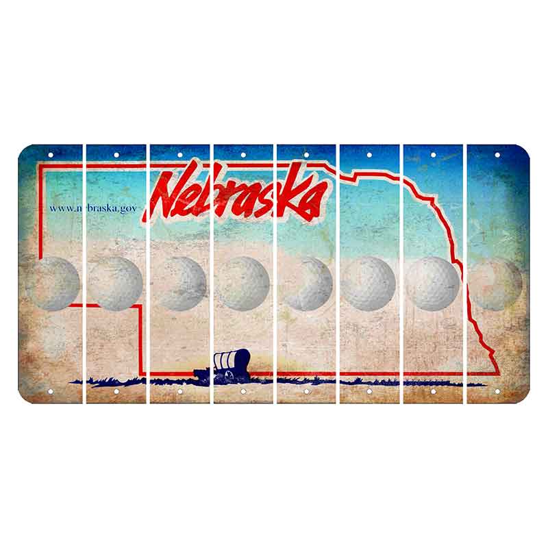 Nebraska Conestoga Wagon Cut License Plate Strips (Set of 8) Golfball