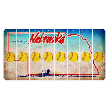 Nebraska Conestoga Wagon Cut License Plate Strips (Set of 8) Softball