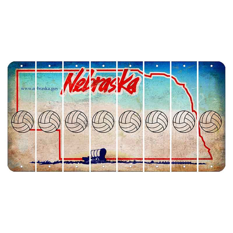 Nebraska Conestoga Wagon Cut License Plate Strips (Set of 8) Volleyball