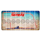 Nebraska Conestoga Wagon Cut License Plate Strips (Set of 8) Volleyball