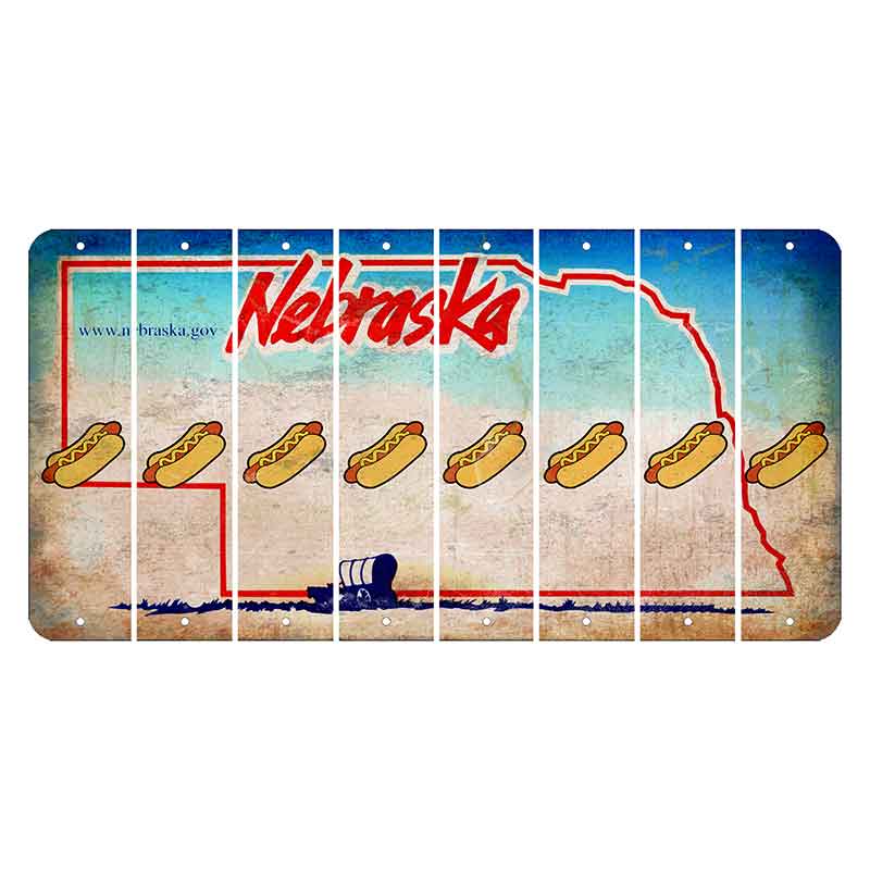 Nebraska Conestoga Wagon Cut License Plate Strips (Set of 8) Hotdog