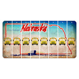 Nebraska Conestoga Wagon Cut License Plate Strips (Set of 8) School Bus