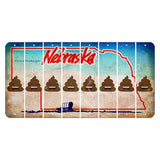 Nebraska Conestoga Wagon Cut License Plate Strips (Set of 8) Emoji - Poop