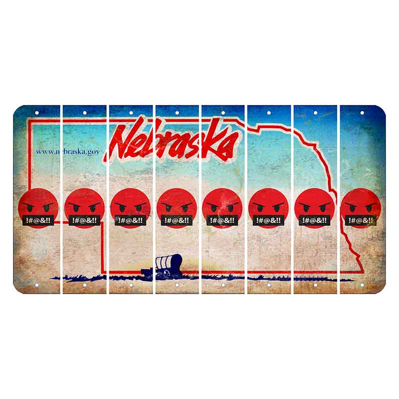 Nebraska Conestoga Wagon Cut License Plate Strips (Set of 8) Emoji - Pissed