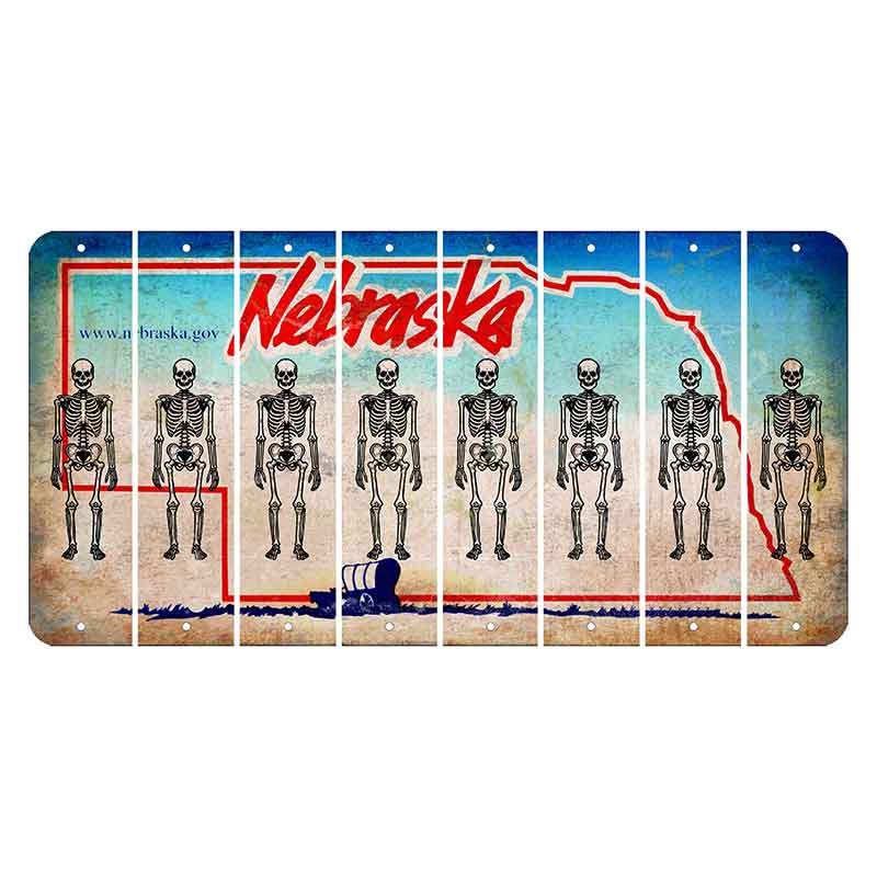 Nebraska Conestoga Wagon Cut License Plate Strips (Set of 8) Skeleton