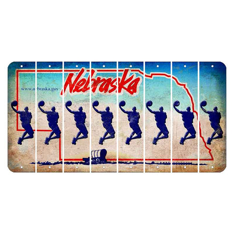 Nebraska Conestoga Wagon Cut License Plate Strips (Set of 8) Basketball Player