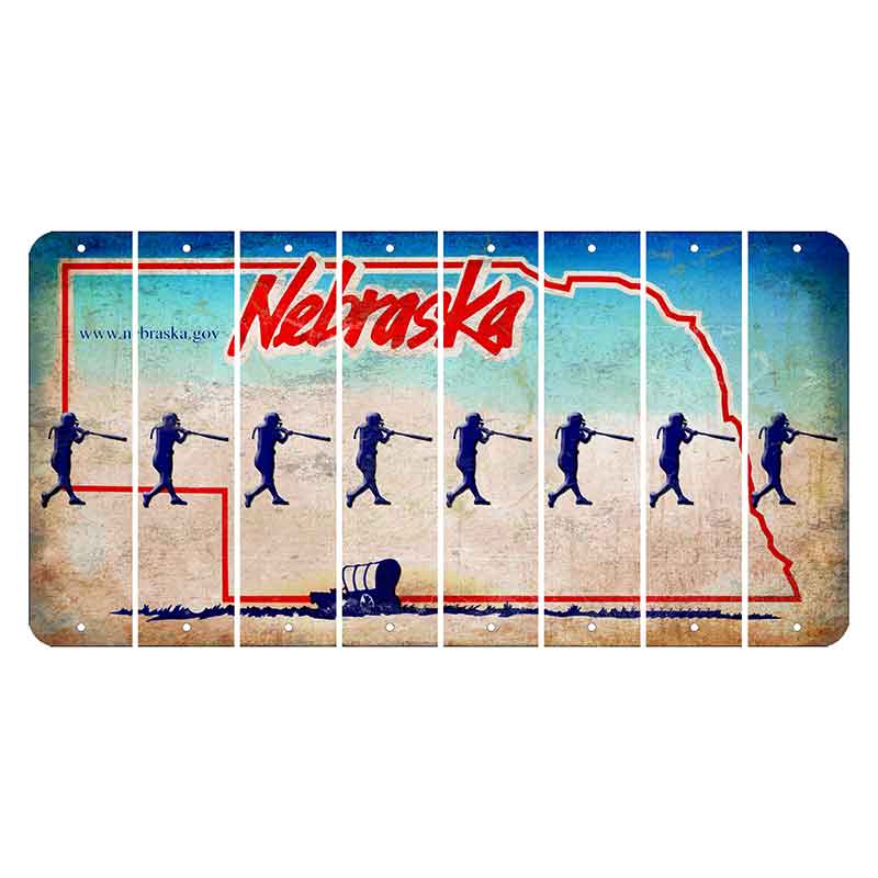 Nebraska Conestoga Wagon Cut License Plate Strips (Set of 8) Softball Batter