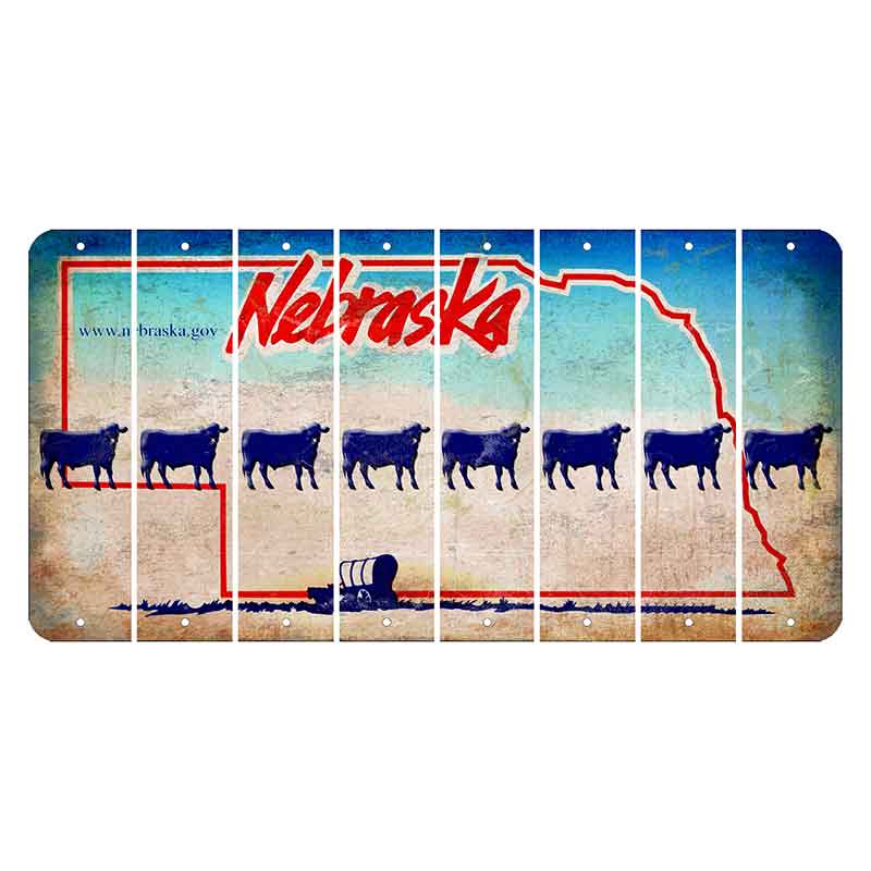 Nebraska Conestoga Wagon Cut License Plate Strips (Set of 8) Dairy Cow