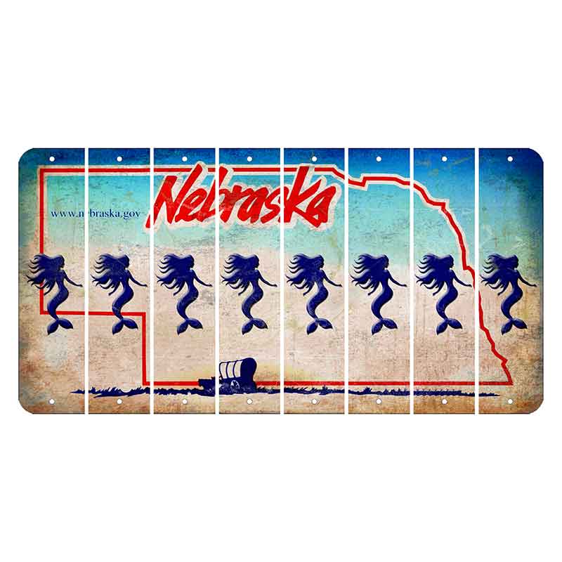 Nebraska Conestoga Wagon Cut License Plate Strips (Set of 8) Mermaid