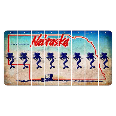 Nebraska Conestoga Wagon Cut License Plate Strips (Set of 8) Mermaid