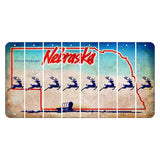 Nebraska Conestoga Wagon Cut License Plate Strips (Set of 8) Reindeer