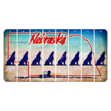 Nebraska Conestoga Wagon Cut License Plate Strips (Set of 8) Howling Wolf