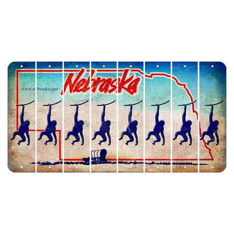 Nebraska Conestoga Wagon Cut License Plate Strips (Set of 8) Monkey