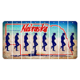 Nebraska Conestoga Wagon Cut License Plate Strips (Set of 8) Cowboy - Leaning