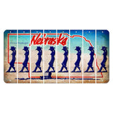 Nebraska Conestoga Wagon Cut License Plate Strips (Set of 8) Cowgirl - Leaning