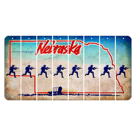 Nebraska Conestoga Wagon Cut License Plate Strips (Set of 8) Soldier - Running