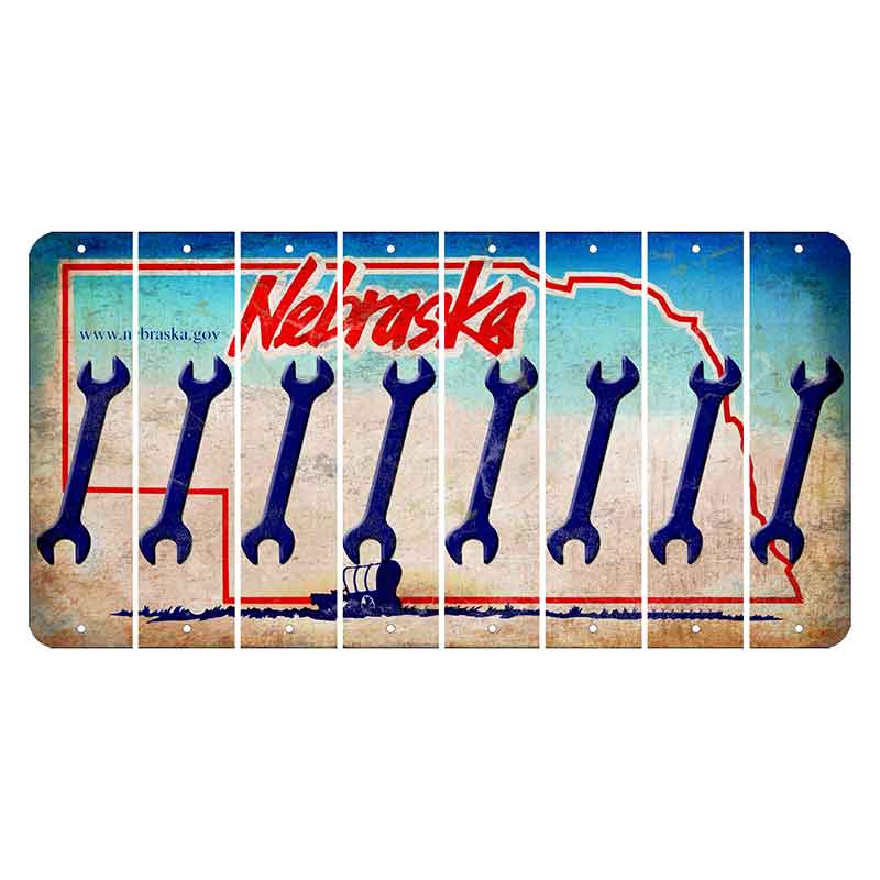 Nebraska Conestoga Wagon Cut License Plate Strips (Set of 8) Wrench