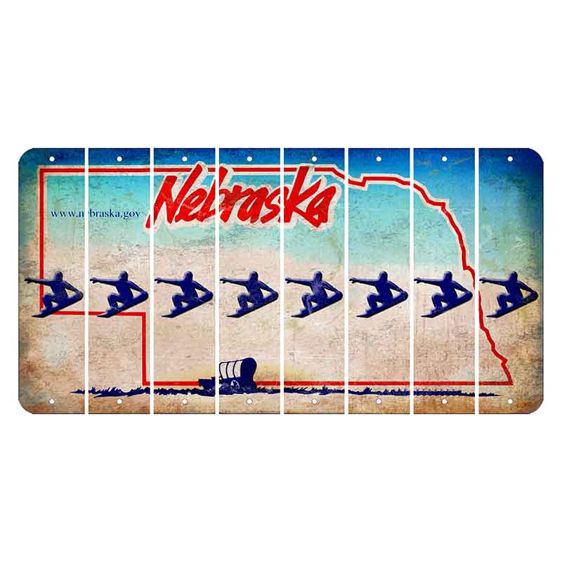 Nebraska Conestoga Wagon Cut License Plate Strips (Set of 8) Snowboarder