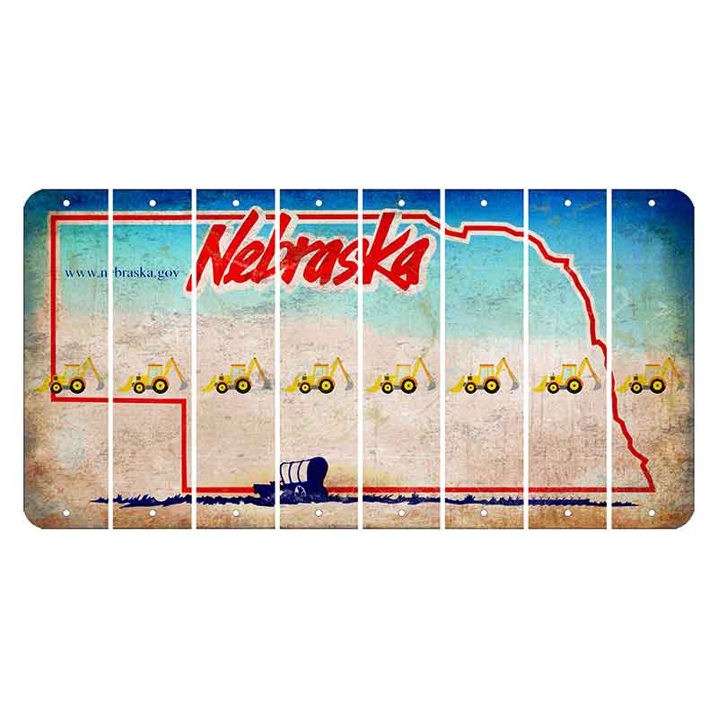 Nebraska Conestoga Wagon Cut License Plate Strips (Set of 8) Backhoe