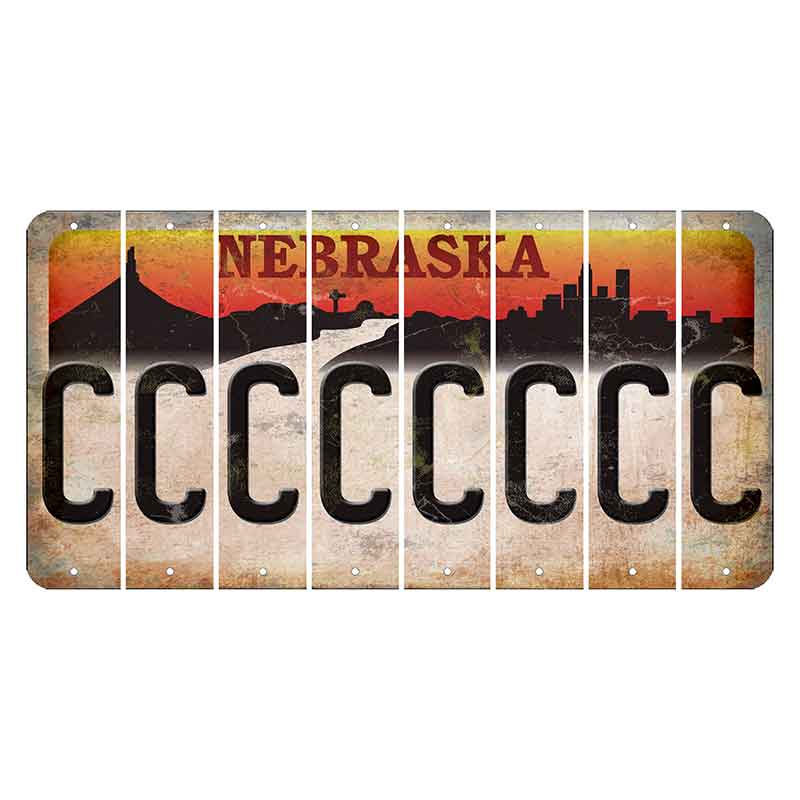 Nebraska Chimney Rock and Skyline Cut License Plate Strips (Set of 8) C