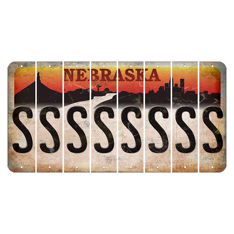 Nebraska Chimney Rock and Skyline Cut License Plate Strips (Set of 8) S