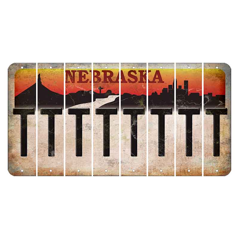 Nebraska Chimney Rock and Skyline Cut License Plate Strips (Set of 8) T