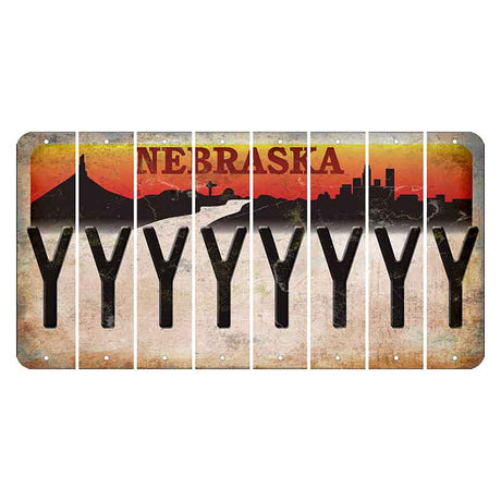 Nebraska Chimney Rock and Skyline Cut License Plate Strips (Set of 8) Y