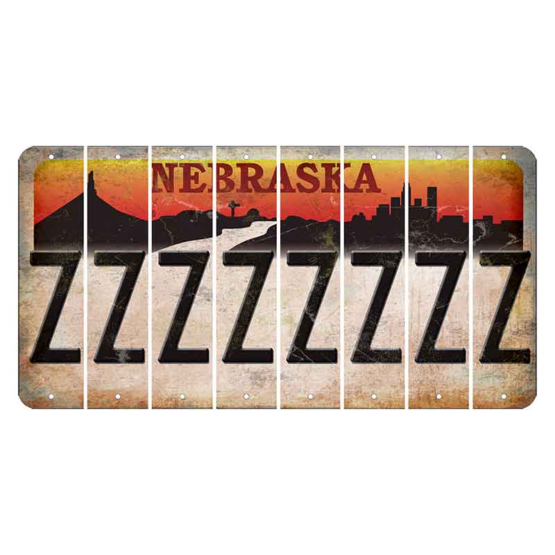 Nebraska Chimney Rock and Skyline Cut License Plate Strips (Set of 8) Z