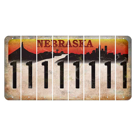 Nebraska Chimney Rock and Skyline Cut License Plate Strips (Set of 8) 1