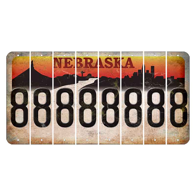 Nebraska Chimney Rock and Skyline Cut License Plate Strips (Set of 8) 8