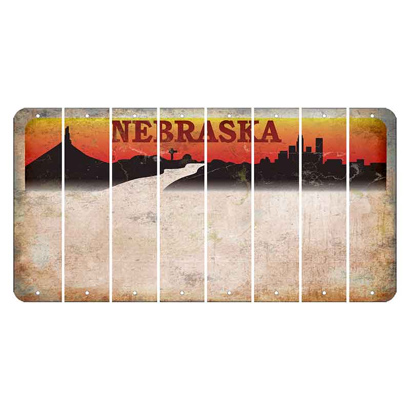 Nebraska Chimney Rock and Skyline Cut License Plate Strips (Set of 8) Blank