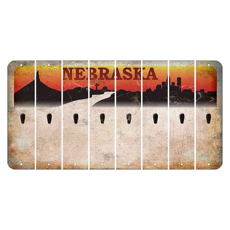 Nebraska Chimney Rock and Skyline Cut License Plate Strips (Set of 8) Apostrophe