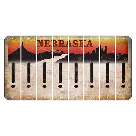 Nebraska Chimney Rock and Skyline Cut License Plate Strips (Set of 8) Exclamation Point