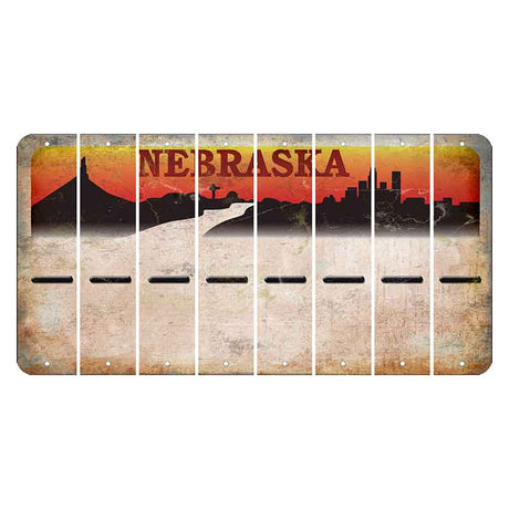 Nebraska Chimney Rock and Skyline Cut License Plate Strips (Set of 8) Hyphen