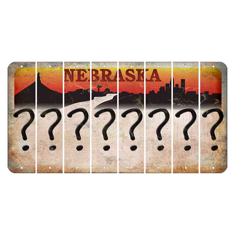 Nebraska Chimney Rock and Skyline Cut License Plate Strips (Set of 8) Question Mark