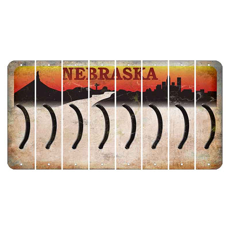 Nebraska Chimney Rock and Skyline Cut License Plate Strips (Set of 8) Parenthesis - Right