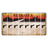 Nebraska Chimney Rock and Skyline Cut License Plate Strips (Set of 8) Handgun